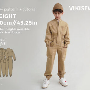 Irene jumpsuit (boys) sewing pattern with tutorial height 43.25 in 110 cm