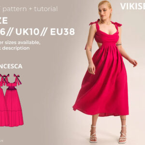 Francesca dress sewing pattern with tutorial size US 6 UK 10 EU 38